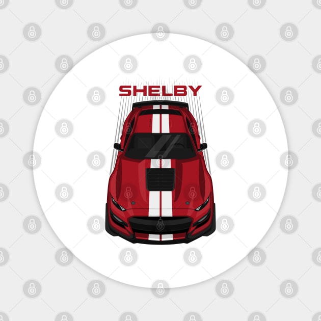 Ford Mustang Shelby GT500 2020-2021 - Rapid Red - White Stripes Magnet by V8social